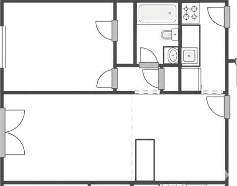 Floor plan for 1 bed, 1 bath, 620 sqft